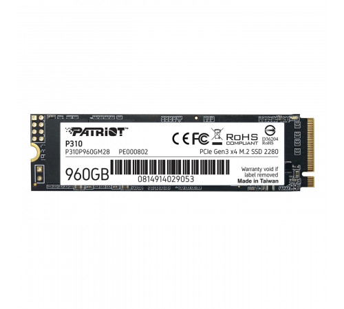 Накопичувач SSD M.2 Patriot P310 960GB NVMe 2280 PCIe 3.0x4 3D NAND TLC (P310P960GM28)