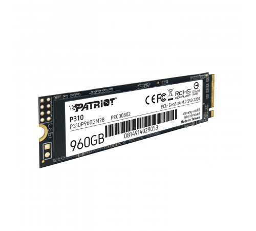 Накопичувач SSD M.2 Patriot P310 960GB NVMe 2280 PCIe 3.0x4 3D NAND TLC (P310P960GM28)