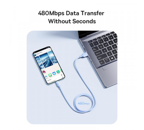 Кабель Baseus Silky Series Fast Charging Cable USB to iP 2.4A 1m Galaxy Blue (P10377702313-00)