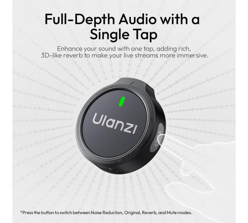 Бездротова мікрофонна система Ulanzi A21 Wireless Microphone, dual-mic, (Lightning) Black (A054)