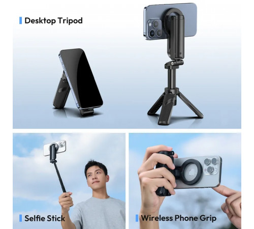 Селфі-монопод Ulanzi JJ03 3-in-1 Magnetic Phone Tripod with Remote Control Black (T090)