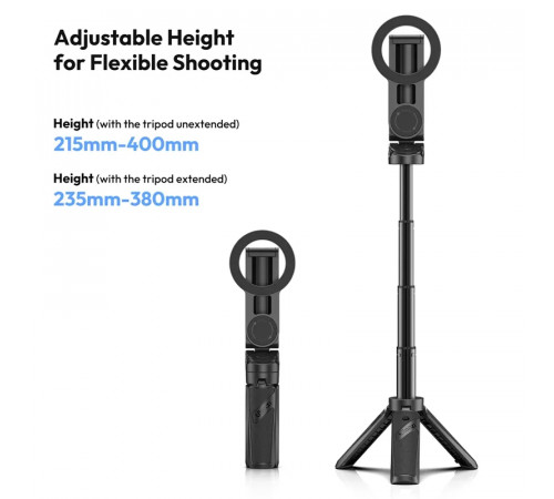 Селфі-монопод Ulanzi JJ03 3-in-1 Magnetic Phone Tripod with Remote Control Black (T090)