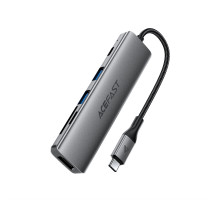 USB-хаб ACEFAST J18 USB-C 6-in-1 HUB docking station Metal Gray (6974316285939)