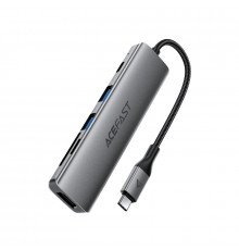 USB-хаб ACEFAST J18 USB-C 6-in-1 HUB docking station Metal Gray (6974316285939)