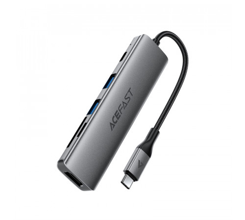 USB-хаб ACEFAST J18 USB-C 6-in-1 HUB docking station Metal Gray (6974316285939)
