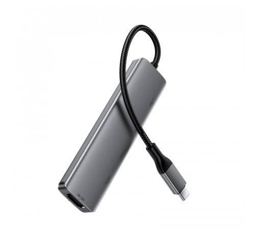 USB-хаб ACEFAST J18 USB-C 6-in-1 HUB docking station Metal Gray (6974316285939)
