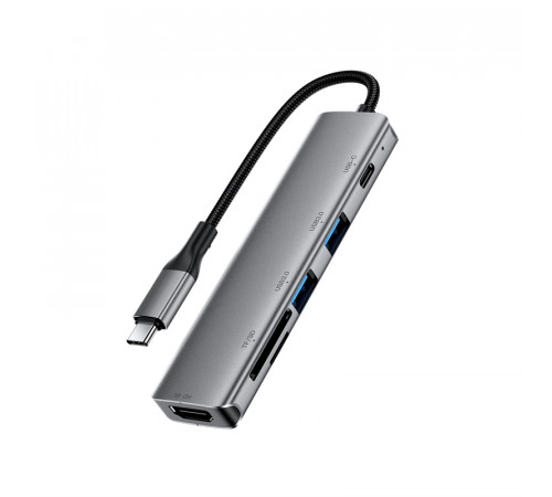 USB-хаб ACEFAST J18 USB-C 6-in-1 HUB docking station Metal Gray (6974316285939)