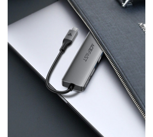 USB-хаб ACEFAST J18 USB-C 6-in-1 HUB docking station Metal Gray (6974316285939)
