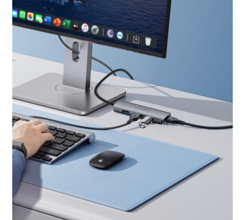 USB-хаб ACEFAST J17 USB-A  4-in-1 HUB Metal Gray (6974316285922)