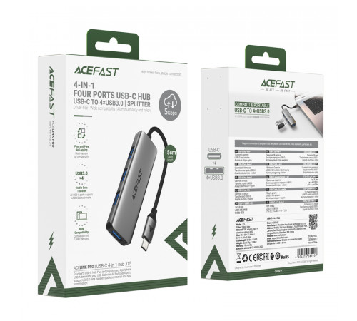 USB-хаб ACEFAST J15 USB-C 4-in-1 HUB Metal Gray (6974316285908)