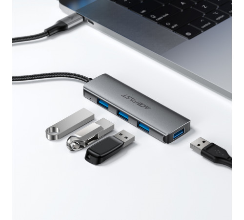 USB-хаб ACEFAST J15 USB-C 4-in-1 HUB Metal Gray (6974316285908)