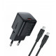 Мережевий зарядний пристрій з кабелем ACEFAST A117 PD20W mini GaN fast charger set(P16),black  Black (6974316286509)