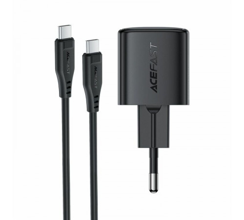 Мережевий зарядний пристрій з кабелем ACEFAST A117 PD20W mini GaN fast charger set(P16),black  Black (6974316286509)