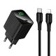 Мережевий зарядний пристрій з кабелем HOCO CS82A Excellent single port PD20W charger with digital display set(C to iP) Black (6942007664509)