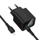 Мережевий зарядний пристрій з кабелем HOCO CS82A Excellent single port PD20W charger with digital display set(C to iP) Black (6942007664509)