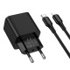 Мережевий зарядний пристрій з кабелем HOCO CS82A Excellent single port PD20W charger with digital display set(C to iP) Black (6942007664509)