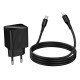 Мережевий зарядний пристрій з кабелем HOCO CS82A Excellent single port PD20W charger with digital display set(C to iP) Black (6942007664509)