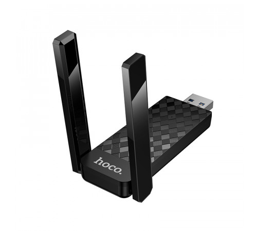 Антена Wi-Fi HOCO HI34 WiFi6 USB external dual antenna wireless network card Black (6942007659680)