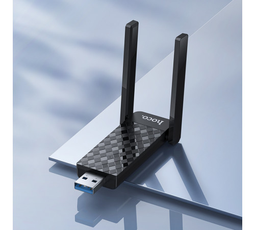 Антена Wi-Fi HOCO HI34 WiFi6 USB external dual antenna wireless network card Black (6942007659680)