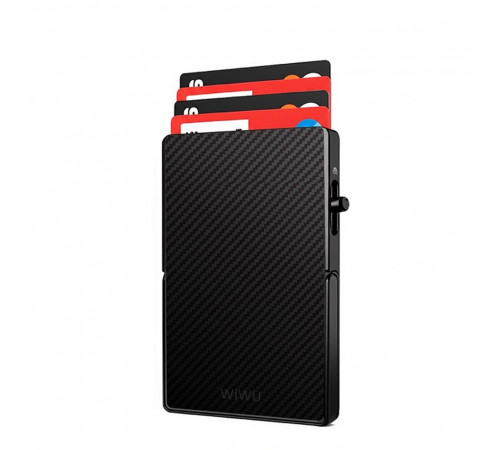 Картхолдер WIWU Warriors Carbon Magsafe Metal Stand Card Holder MW-007 Black (6977703654622)