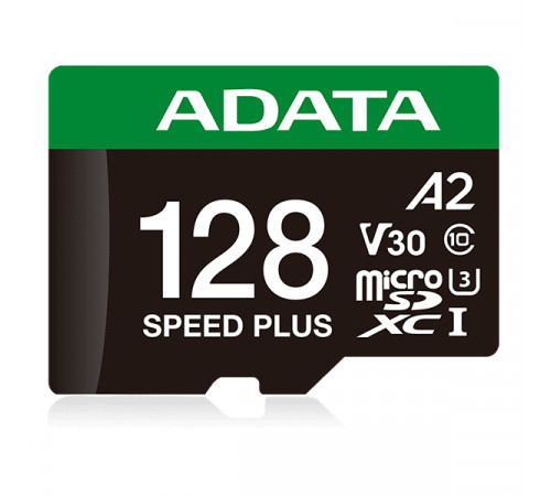 Карта пам'яті microSDXC (UHS-1 U3) A-DATA SPEED PLUS 128Gb Class 10 V30 A2 (R-180Mb/s W160Mb/s) (adapter SD) (UD128GUI3V30A2SP-RA1)