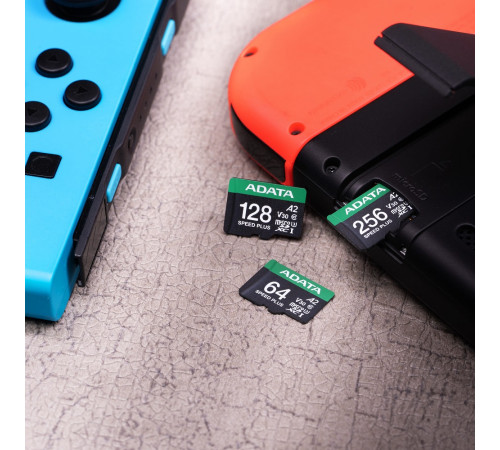 Карта пам'яті microSDXC (UHS-1 U3) A-DATA SPEED PLUS 128Gb Class 10 V30 A2 (R-180Mb/s W160Mb/s) (adapter SD) (UD128GUI3V30A2SP-RA1)