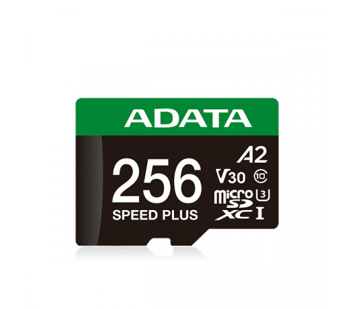Карта пам'яті microSDXC (UHS-1 U3) A-DATA SPEED PLUS 256Gb Class 10 V30 A2 (R-180Mb/s W160Mb/s) (adapter SD) (UD256GUI3V30A2SP-RA1)