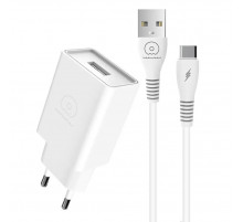 Мережевий зарядний пристрій з кабелем WUW-T82 Single USB home charger set iP (6972573336555)