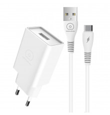 Мережевий зарядний пристрій з кабелем WUW-T82 Single USB home charger set iP (6972573336555)