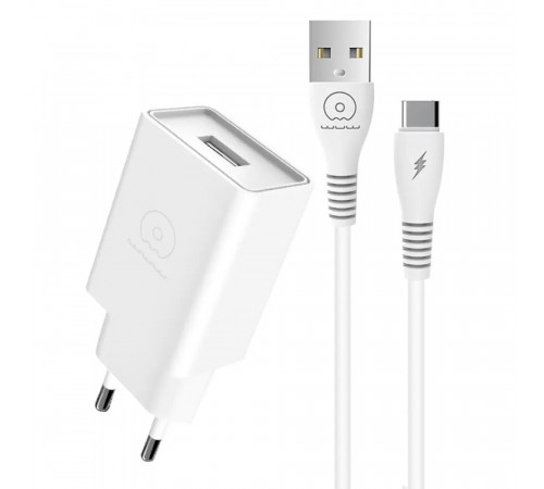 Мережевий зарядний пристрій з кабелем WUW-T82 Single USB home charger set iP (6972573336555)