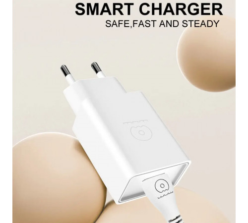 Мережевий зарядний пристрій з кабелем WUW-T82 Single USB home charger set iP (6972573336555)