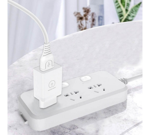 Мережевий зарядний пристрій з кабелем WUW-T66 Single USB home charger kit (6972573335084)