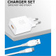 Мережевий зарядний пристрій з кабелем WUW-T66 Single USB home charger kit (6972573335084)