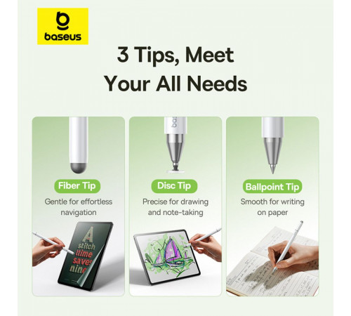 Стилус Baseus Smooth Writing III 3-in-1 Passive Stylus Non-magnetic Version Moon White (P80080804213-00)