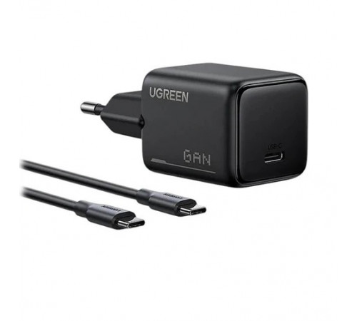 Мережевий зарядний пристрій з кабелем UGREEN X517 25W USB-C GaN Fast Charger Set EU+1M CC Cable black (UGR-75103)