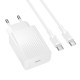 Мережевий зарядний пристрій з кабелем BOROFONE BAS75A Source single port PD30W charger set (C to C) (EU)White (6941991122866)