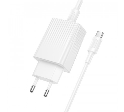 Мережевий зарядний пристрій з кабелем BOROFONE BAS75A Source single port PD30W charger set (C to C) (EU)White (6941991122866)