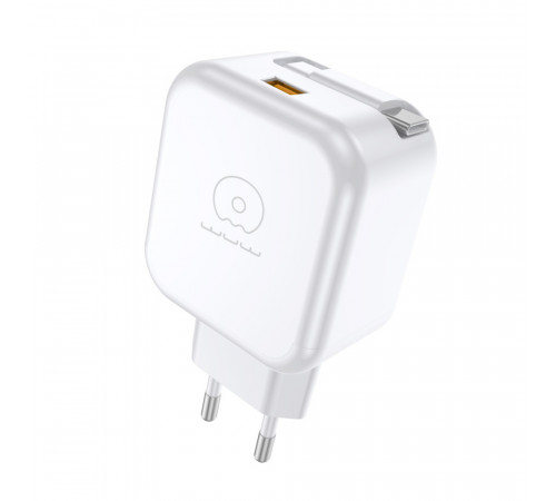 Мережевий зарядний пристрій з кабелем WUW-C268 12W fast charger USB A +retractable 70cm type c Cable (6978749570044)