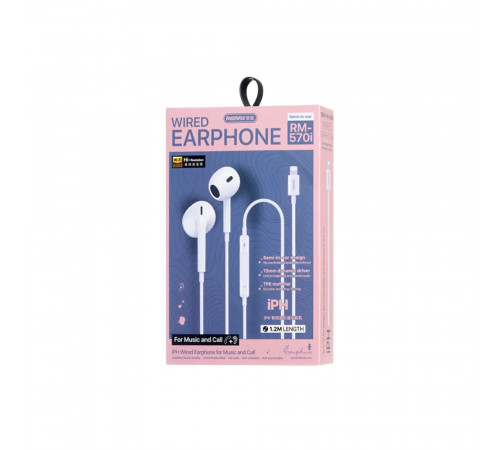 Дротові навушники  "REMAX Wired Earphones for Music and Call  RM-570/a/i" ip-White (6954851234685)