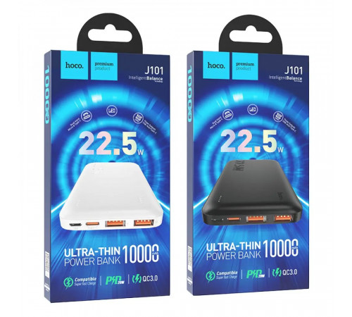 Зовнішній акумулятор HOCO J101 Astute 22.5W fully compatible power bank(10000mAh) Black (6931474782472)