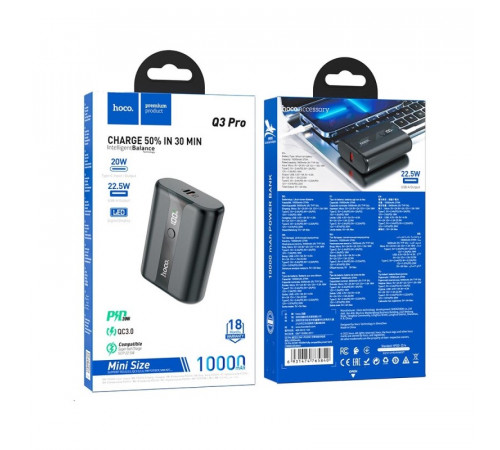 Зовнішній акумулятор HOCO Q3 Pro 22.5W+PD20W fully compatible power bank(10000mAh) Black (6931474765840)