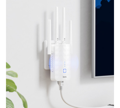 Ретранслятор Wi-Fi HOCO HI35 WiFi4 repeater White (6942007662918)
