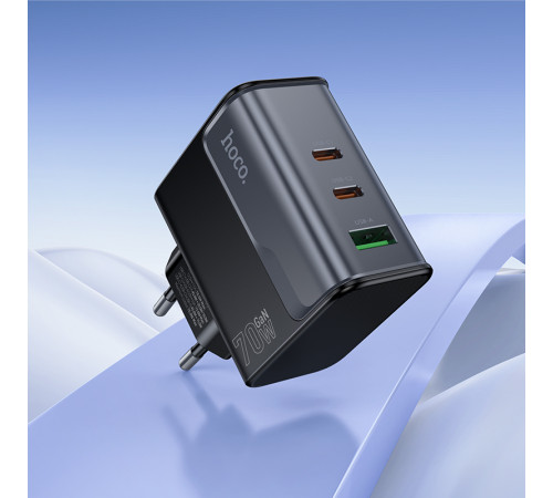 Мережевий зарядний пристрій HOCO CS75A Star Speed PD70W(2C1A) charger midnight black (6942007653862)