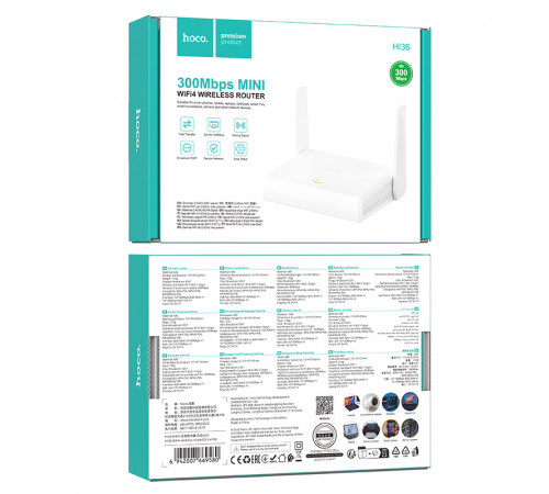 Маршрутизатор HOCO HI36 WiFi4 wireless router White (6942007669580)