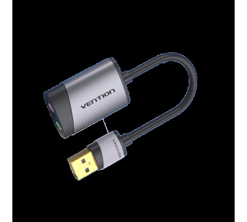 Адаптер Vention USB External Sound Card 0.15M Gray Metal Type (CDKHB) (CDKHB)