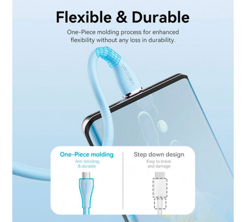 Кабель Vention USB 2.0 C Male to C Male 5A Cable 1M Light Green Silicone Type (TAWGF) (TAWGF)