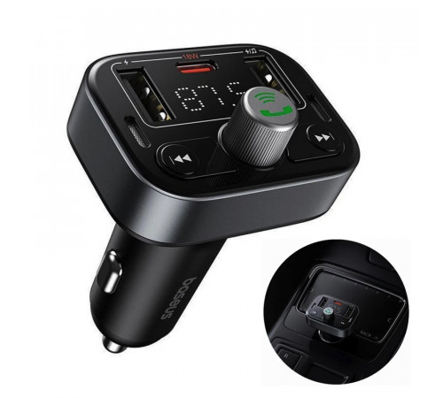 АЗП з FM-модулятором Baseus S-09 Pro Series Car FM Transmitter Cluster Black (C10762200113-00)