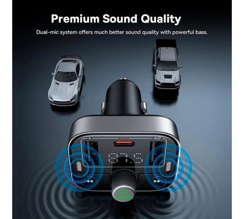 АЗП з FM-модулятором Baseus S-09 Pro Series Car FM Transmitter Cluster Black (C10762200113-00)