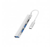 USB-хаб WUW-X236 USB 4-in-1 multifunctional expander, USB3.0 high-speed transmission Silver (6972573339228)