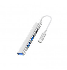 USB-хаб WUW-X236 USB 4-in-1 multifunctional expander, USB3.0 high-speed transmission Silver (6972573339228)